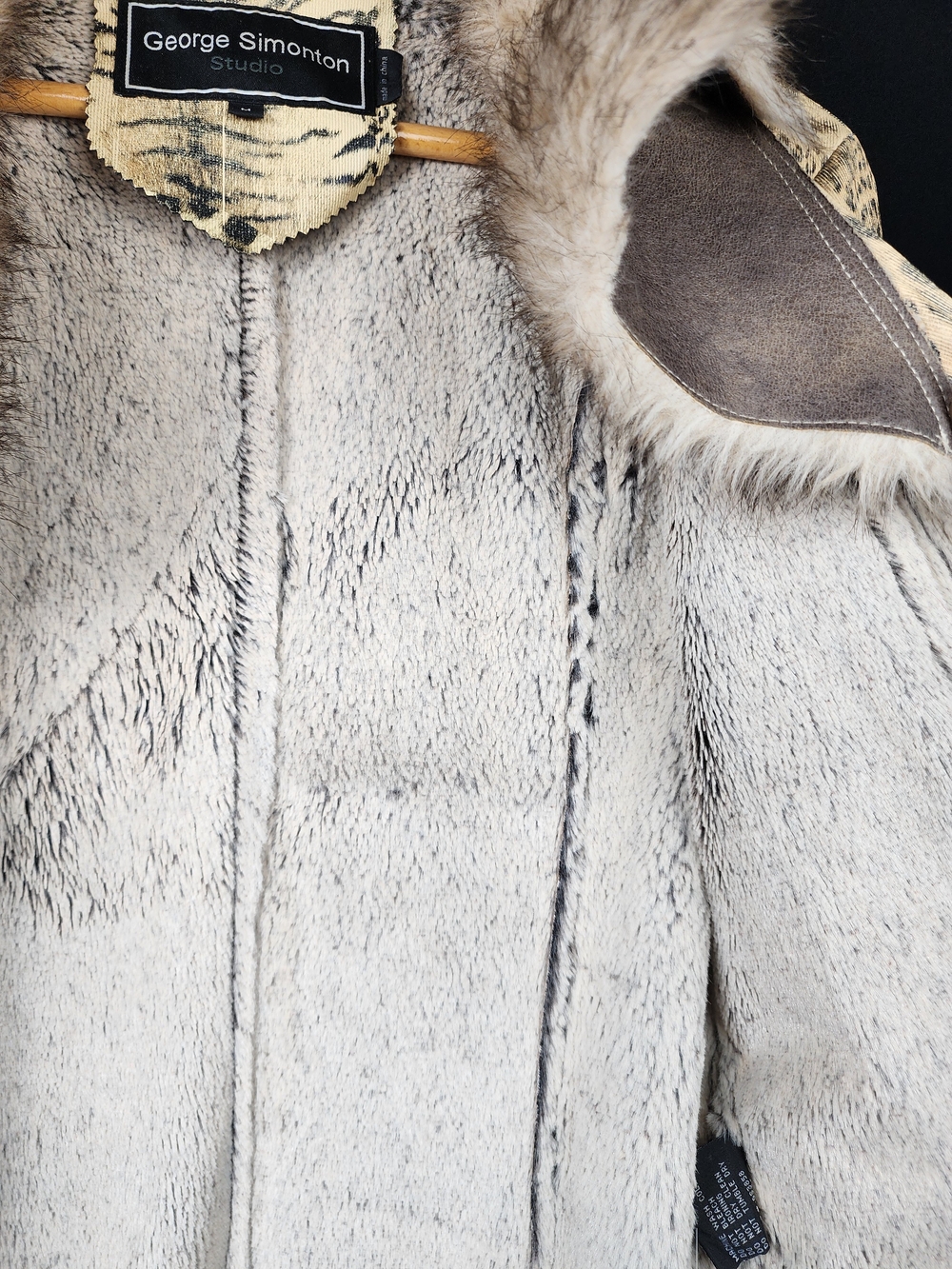 George Simonton Women's Tan Animal-Print Fur Trim Coat Size M - Picture 12 of 14